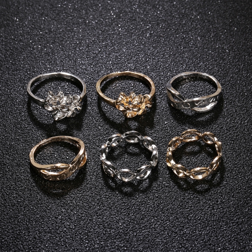 Love Screw Infinity Open Heart Gold Midi Rings - Picture 3 of 7